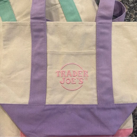 Trader Joe’s pastel mini canvas totes - Picture 3 of 5